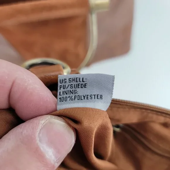 ๐ฅ Modern Suede + Faux Leather Convertible Tote Bag โ Rich Cognac Brown - Picture 4 of 14